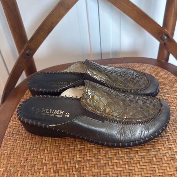 La Plume leather croc design slide clogs size 39 - Picture 9 of 10
